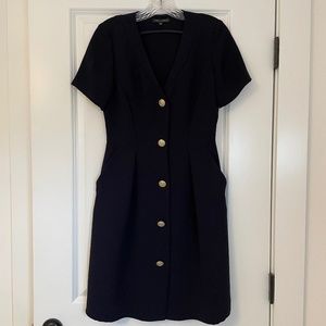 Tara Jarmon Black Dress with Gold Buttons